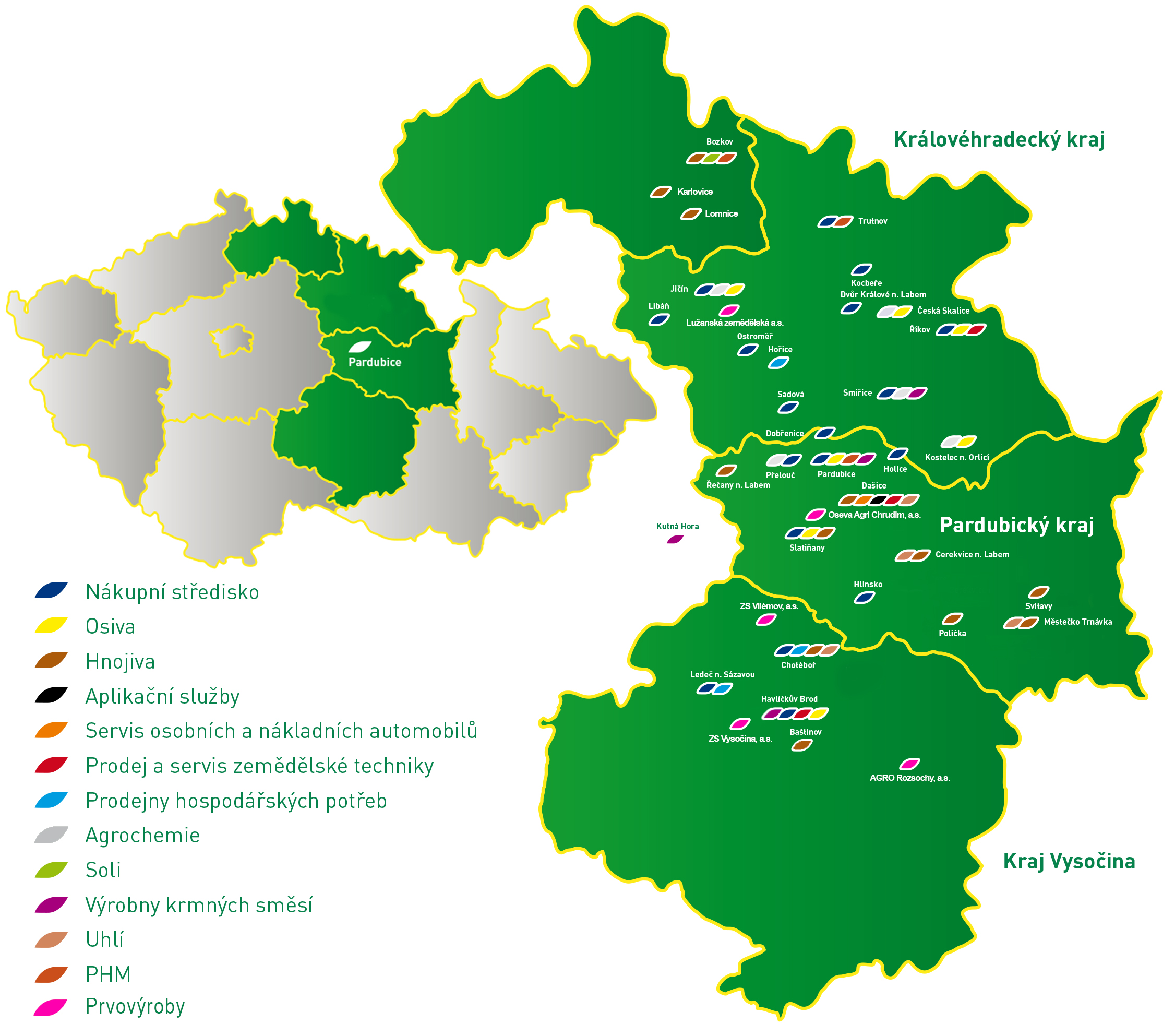 CEREA - mapa působnosti